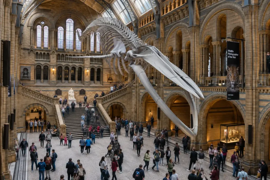 The central hall of the Natural History Museum in London, the most visited attraction in the UK in 2025